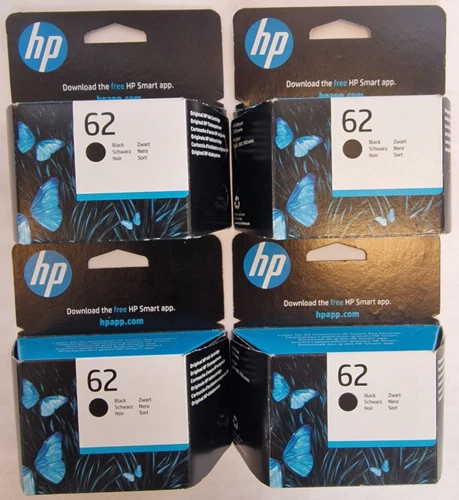 4x HP C2P04AE 62 Black für HP 5700 5500 5600 7600    03-2024  HP62