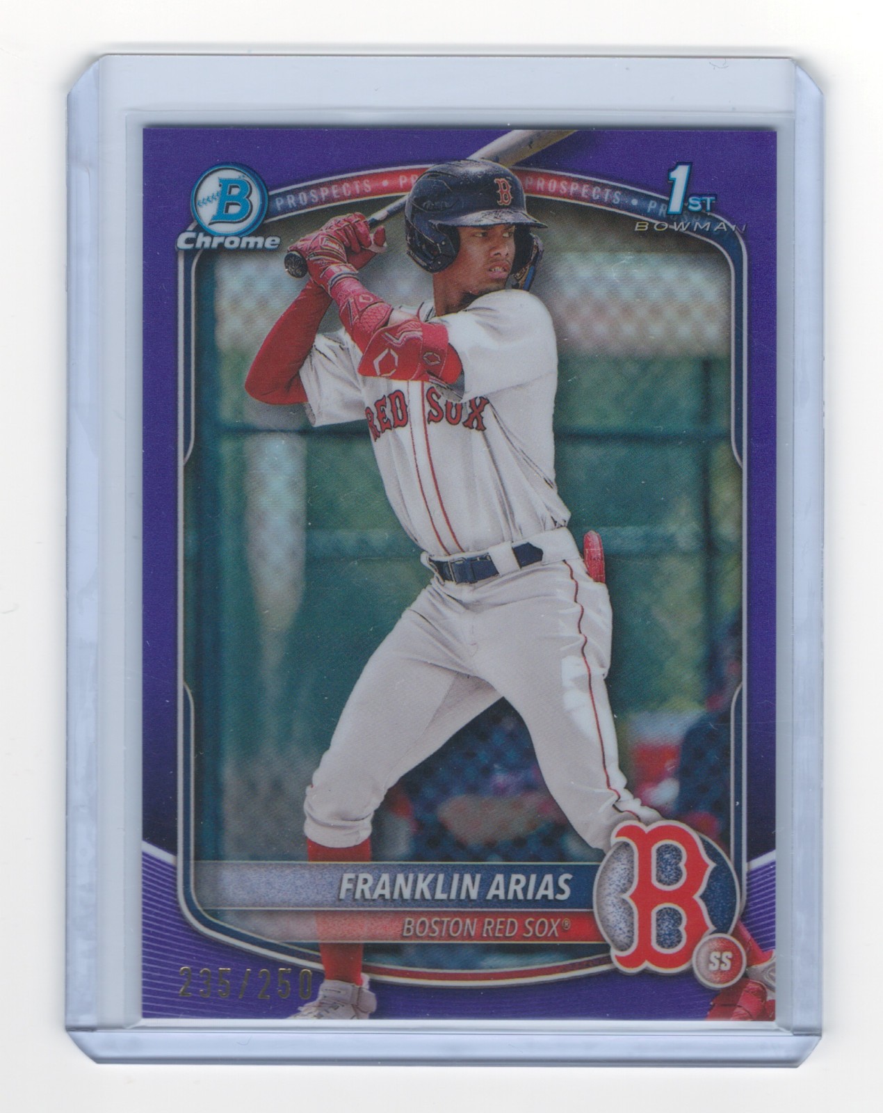 2025 Bowman Chrome Franklin Arias 1st Bowman Purple Refractor /250 Red Sox