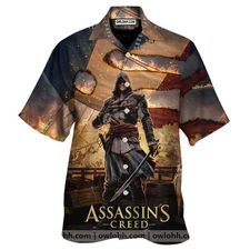 Assassin's Creed Hawaiian Shirt Aloha Summer Beach Button Down For Men