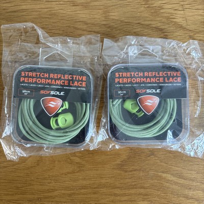 2 x Sof Sohle Stretch Reflektierend Performance Schnürsenkel 96 cm 38'' UVP JE 7,43 £