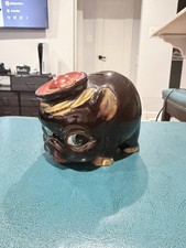 Vintage Brown Piggy Bank with hand painted gold, "My Piggy Bank", brown, 5" tall