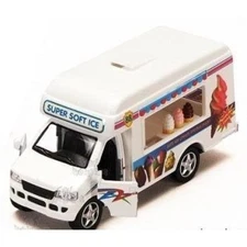 KiNSFUN Die Cast Ice Cream Truck Toy with Pull Back Action for Kids