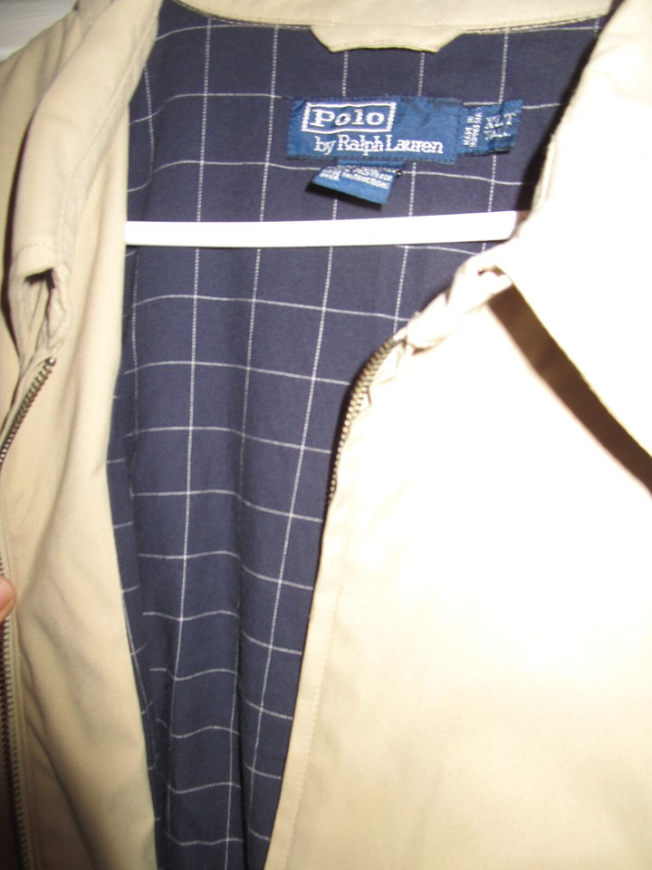 EUC POLO RALPH LAUREN MENS ZIP FRONT MIDWEIGHT FALL/SPRING JACKET BEIGE