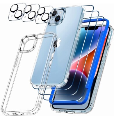 IMBZBK [10 in 1 for iPhone 14 Plus Case Clear with 3 Pack Glass Screen Protector