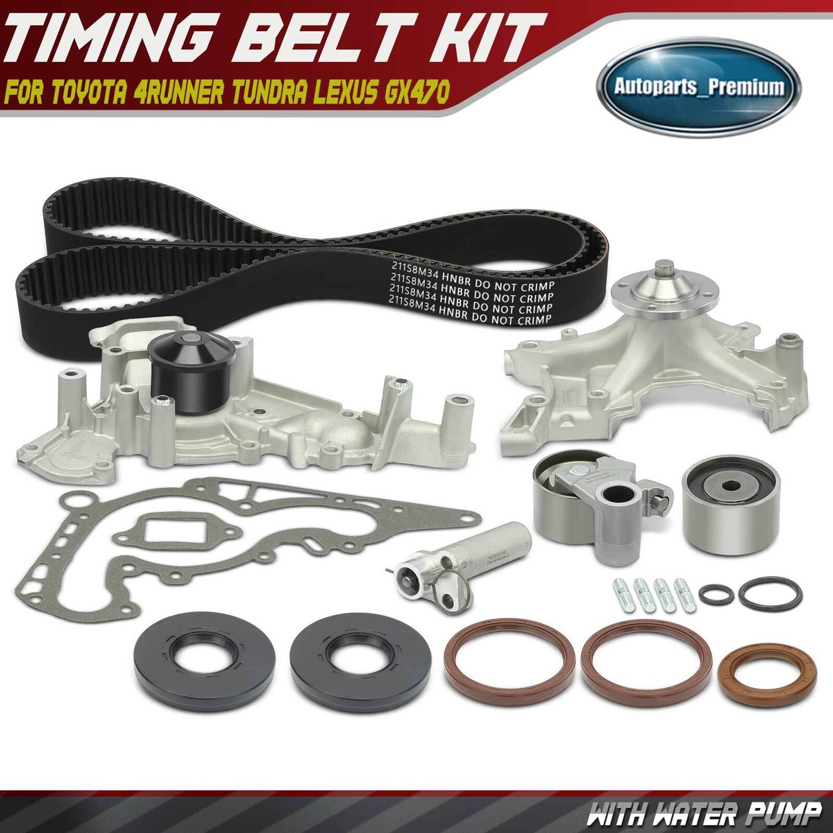 Timing Belt Kit Water Pump W/o Outlet Pipe Fit Toyota Tundra T100 4Runner 5VZFE - Foto 7
