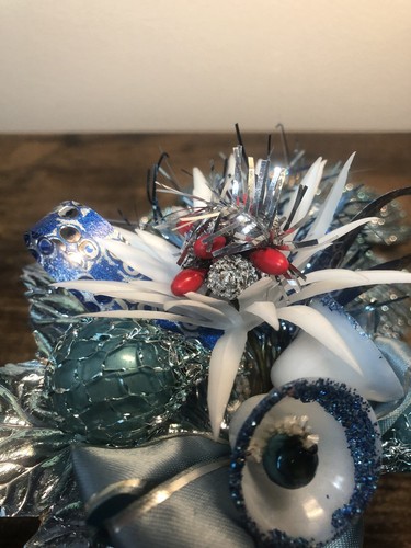 Vintage Blumen Weihnachten Corsage Blau Folie, Zwiebeln & Glocke & Pfau Blume Clip - Bild 6 von 20