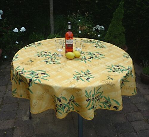 Tischdecke Provence 180 cm rund Oliven gelb Frankreich bügelfrei pflegeleicht - Bild 2 von 5