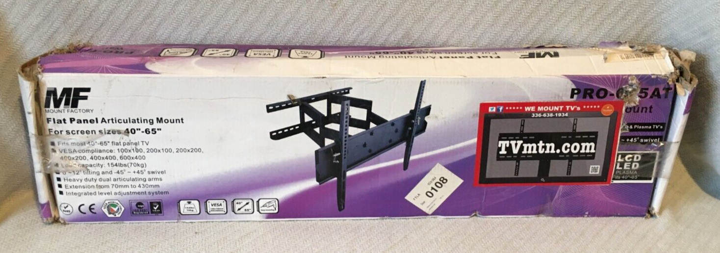 MF MOUNT FACTORY PRO-645AT FLAT PANEL ARTICULATING WALL MOUNT 40-65" TV