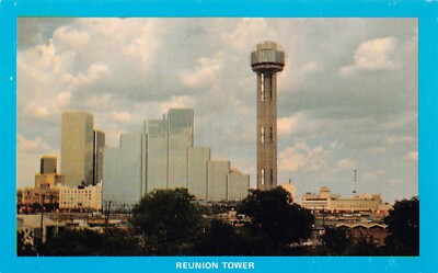 Dallas TX Texas Reunion Tower Hyatt Regency Hotel Skyline Vtg Postcard D15