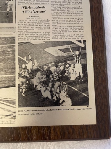 VTG CIRCA 1971 BALTIMORE COLTS SUPER BOWL V METAL FOOTBALL PLAQUE JOHNNY UNITAS - Picture 6 of 7