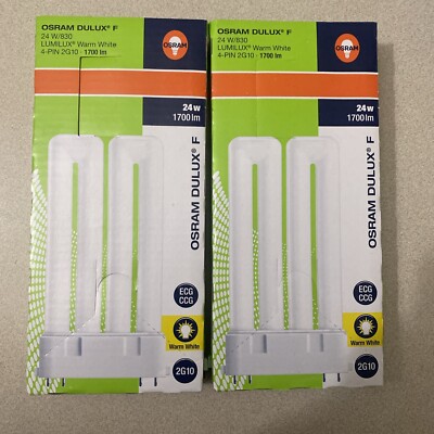 2 Pack OSRAM CF24DF/830 DULUX F COMPACT FLUORESCENT, WARM WHITE, 2G10 BASE