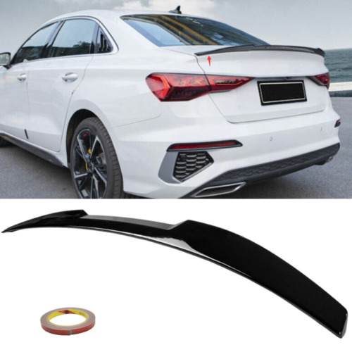 FOR 2022 2023 AUDI A3 S3 RS3 SEDAN GLOSS BLACK REAR TRUNK SPOILER WING V STYLE - Foto 1 di 6