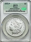 2023 UNCIRCULATED  MORGAN SILVER DOLLAR CAC MS70 ADVANCED DELIVERY
