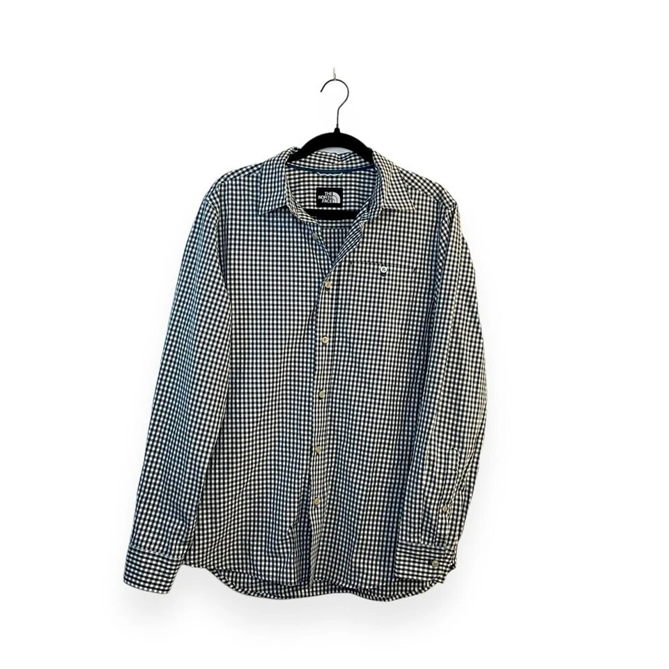 The North Face Men's Buttonwood Long Sleeve Plaid Shirt in Black/White Size M - Image 3 of 4