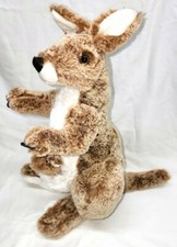 14" Kangaroo Fiesta Plush w/ Baby Stuffed Animal Toy Brown Tan w/ White EUC