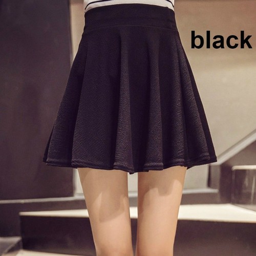 Lady High Waist Skirt Flared Pleated Short Skirt Stretch Casual Black White Sexy - Picture 15 of 30