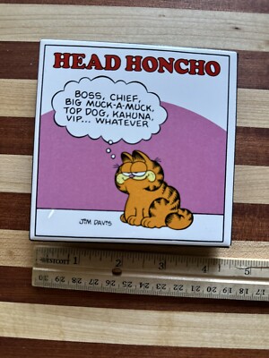 Vintage Garfield The Cat Tile Frame  ENESCO Design Giftware Head Honcho Boss