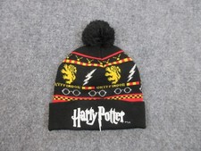 Harry Potter Beanie Hat Cap Boys Black Gyffindor Wizarding World Knit Lion Youth