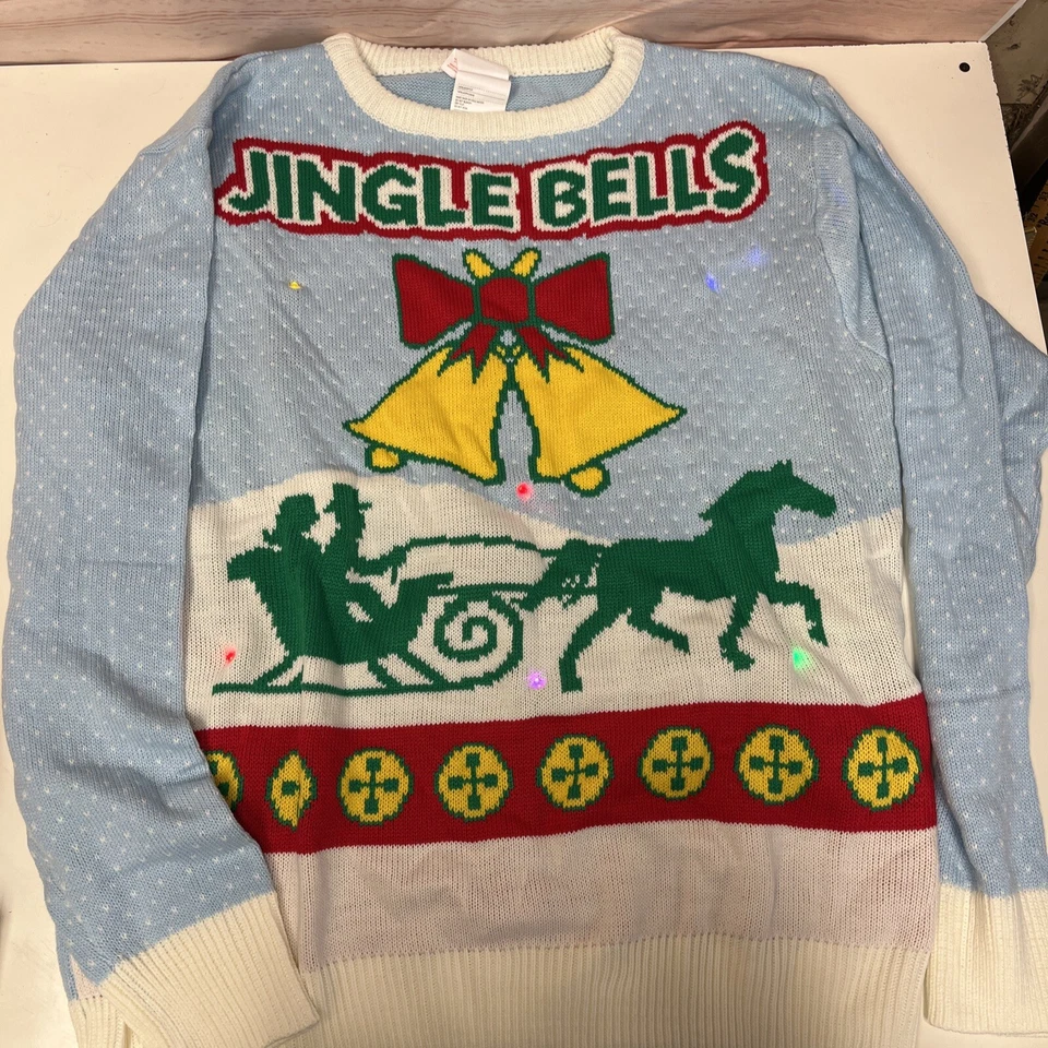 Navidad Jingle Bells Iluminar Musical Feo Fiesta Suéter Disfraz Adulto (Grande) Foto 2 de 4