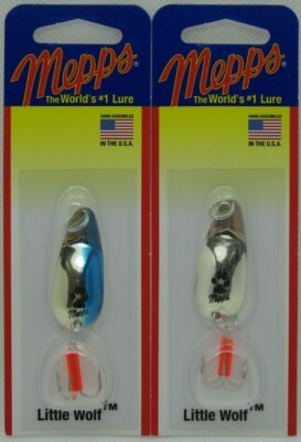 2 Pks.  Mepps Little Wolf Spoon - 1/4 oz. - Silver & Silver/Blue