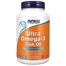 NOW Ultra Omega 3 Softgels 180 Count Enteric Coated Fish Oil Supplement