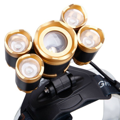 80000LM 5 LED Zoom LED Ricaricabile 18650 Testa Proiettore Lampada Caricatorcia Stati Uniti - Foto 5 di 11