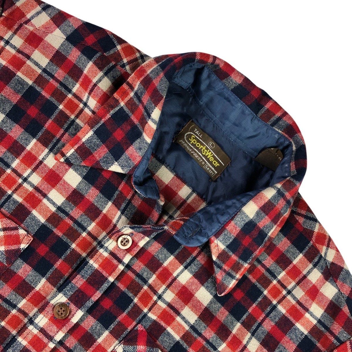 VTG Sears Sportswear Men's Flannel Work Shirt Red/Navy/White VTG Sears Sportswear Men's Flannel Work Shirt Red/Navy/White