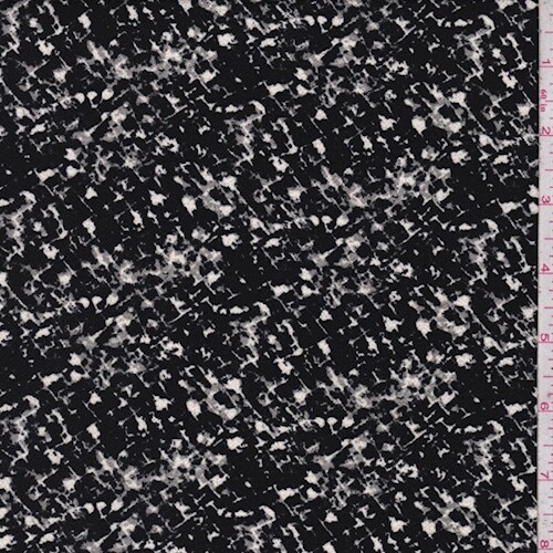 Black/Grey/White Cross Hatch Pebble Crepe, Fabric By The Yard