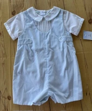 Petite Ami Baby Boy Romper 18 months Blue White Embroidered One Piece Brand New