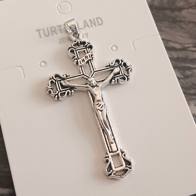 925 Sterling Silver 3D Christian Jesus Christ Cross Catholic Crucifix ...