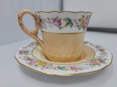 Antique ROYAL WORCESTER England Demitasse Cup & Saucer 1893 Pattern Rd No 400817