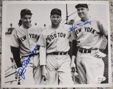 Joe DiMaggio & Bill Dickey Signed Autographed 8x10 Baseball Photo PSA LOA!