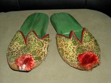 vintage genie Arabian silk Halloween real shoes leather bottoms green gold red
