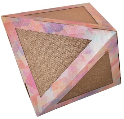 'Triangular' Collapsible Premium Cat Scratcher - Collapsible Interactive Cat ...