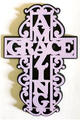 Two layer cross crucifix AMAZING GRACE laser cut wall art sign Christian gift