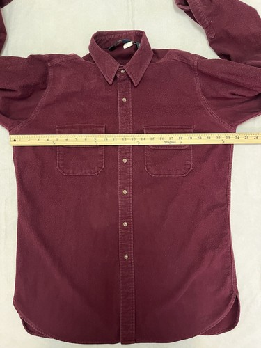Vintage Lands End Well Worn Merlot Chamois Flannel Shirt Mens LRG Tall USA Made! - Picture 6 of 8