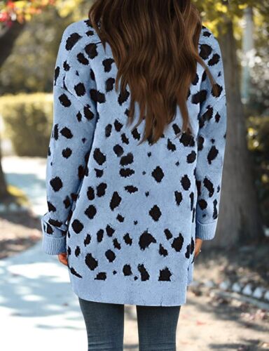Spring Leopard Print Open Front Knit Cardigan Coat - Long Sleeves - Picture 31 of 148