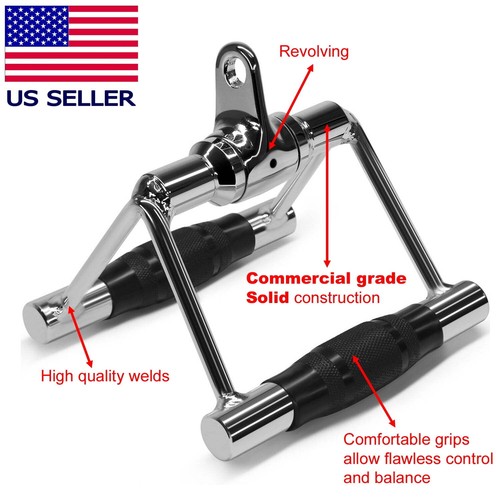 Double D Rotating Row Handle Cable Attachment Weight Workout Gym LAT Pull Down V - 第 3/5 張圖片