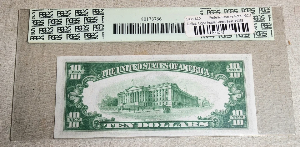 PCGS FR. 2004-K 1934 $10 BILL LGS FEDERAL RESERVE NOTE GEM NEW 66PPQ K02034526A  - Image 2 of 4