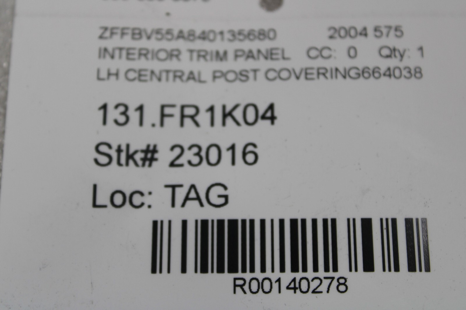 Ferrari 575, LH, Left, Central Post Interior Cover, Nicked, Used, P/N 664038