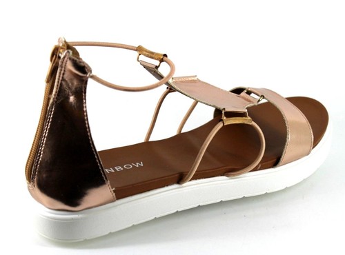 Rainbow Womens EU 42 UK 8.5 Rose Gold Rear Zip Platform Sandals FREE POSTAGE - Picture 4 of 6