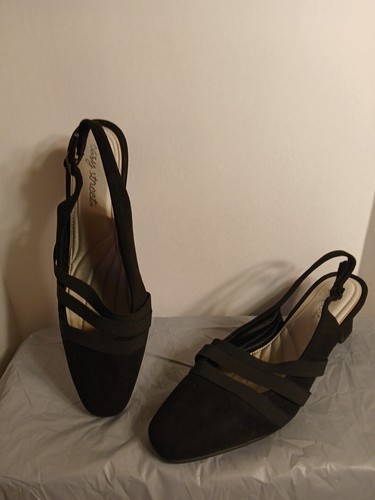 NEU Easy Street Damenschuhe schwarz Slingback Mikro-Wildleder Riemen-Pumps Größe 10W