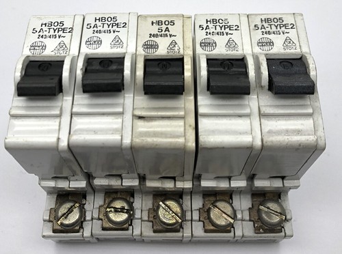 5 x Wylex HB05 Single Pole MCB 5Amp Type 2 Circuit Breaker M9 BS3871 JOB LOT - 第 1/6 張圖片