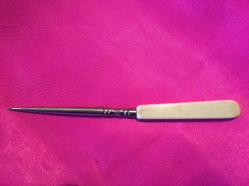 Vintage Craft Awl Pic Tool Leather White Bone Handle 5.5"