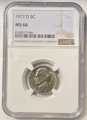 🔥1977 D Jefferson Nickel 5C NGC MS 66🔥