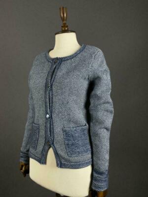 Ladies Hemisphere Blue Knit Cashmere Cardigan Sweater
