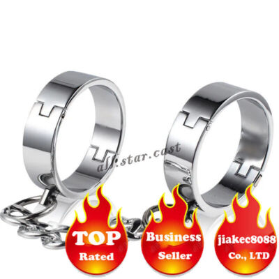 Stainless Steel Lockable Slaves Ankle Cuff Binding Restraints Removable O-Rings