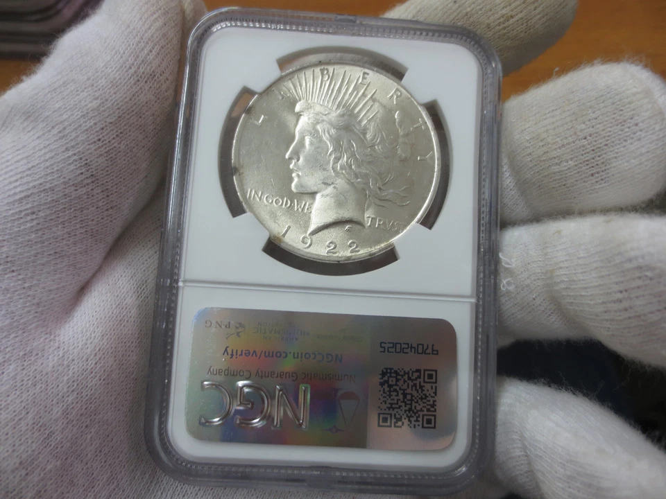 1922 Peace Dollar MINT ERROR Reverse Struck Thru NGC MS63 - Image 3 of 4