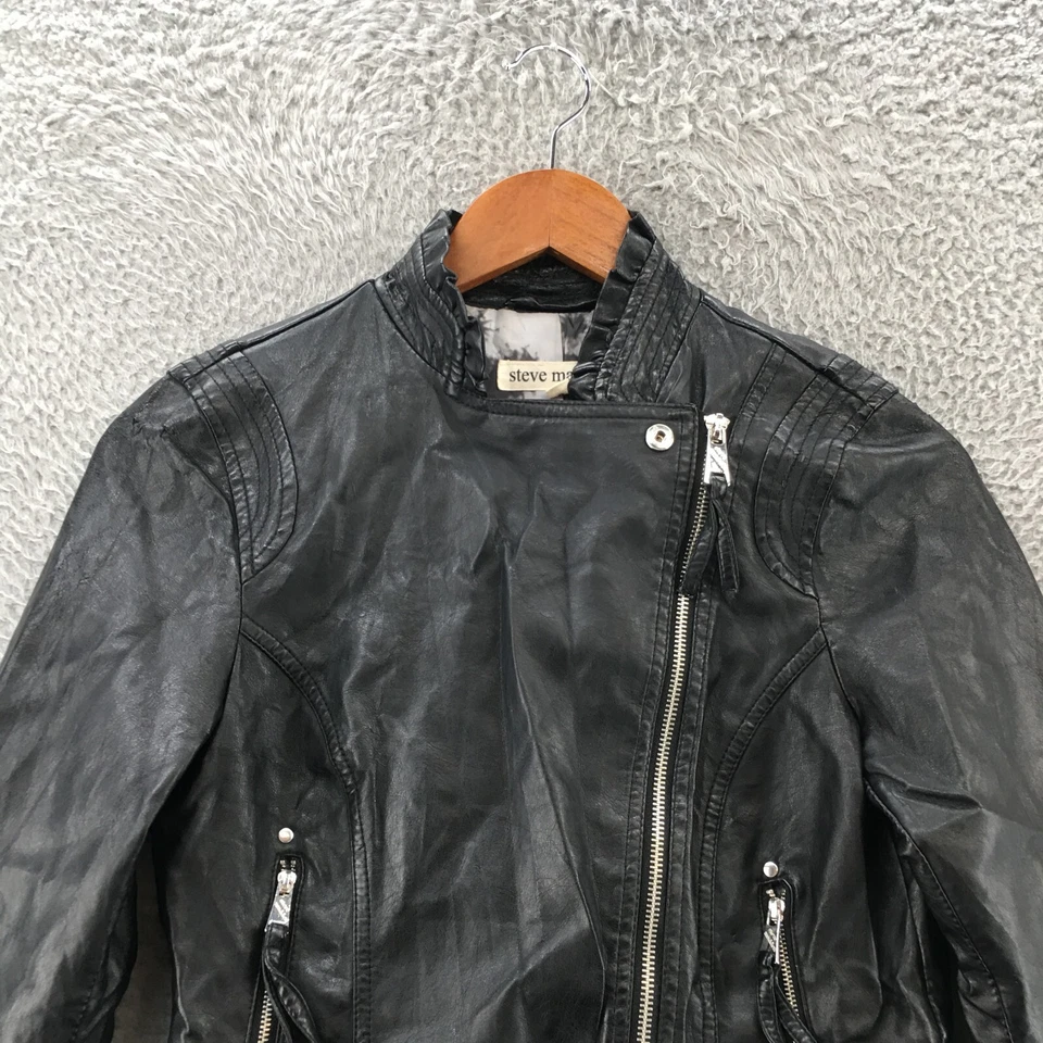 Chaqueta de Motocicleta Steve Madden Para Hombre S Negra Manga Larga Cremallera Completa Bolsillos Cuello Foto 2 de 4