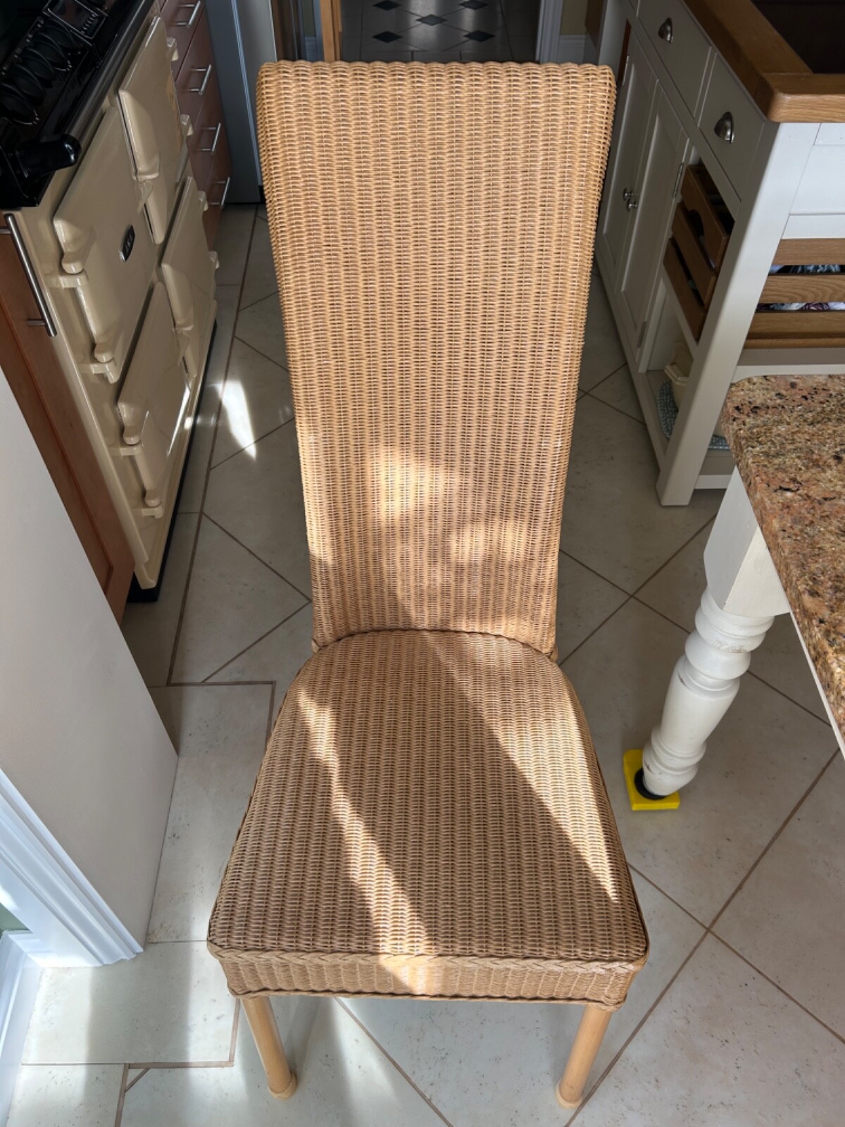 Dining table 6 seater granite top pine base plus 6 Lloyd Loom chairs eBay